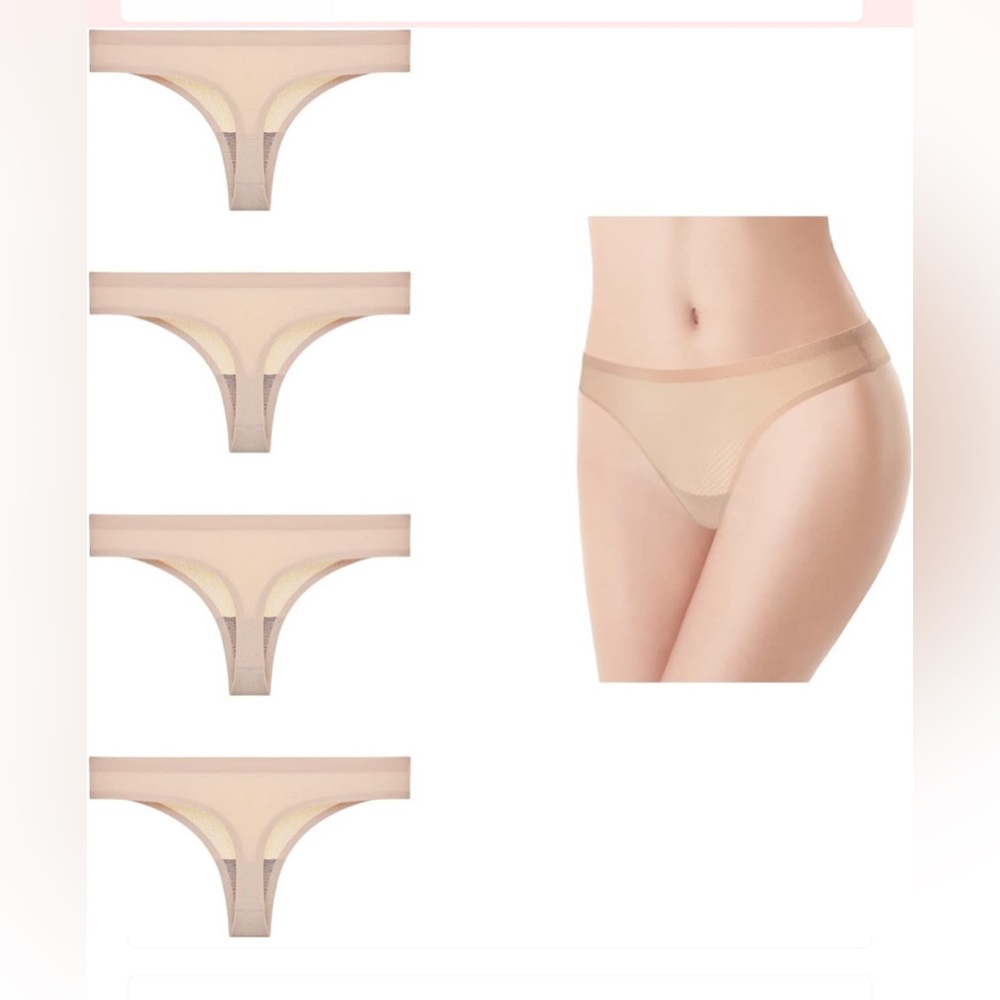 JNDAISFEN 4 Pack Stretch Invisible Seamless Womens👱🏽‍♀️Thongs Panties🩲Sz XL